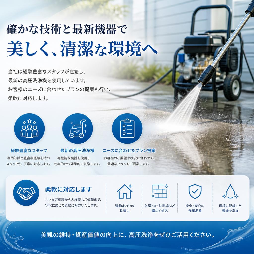 当社の高圧洗浄サービスの特徴